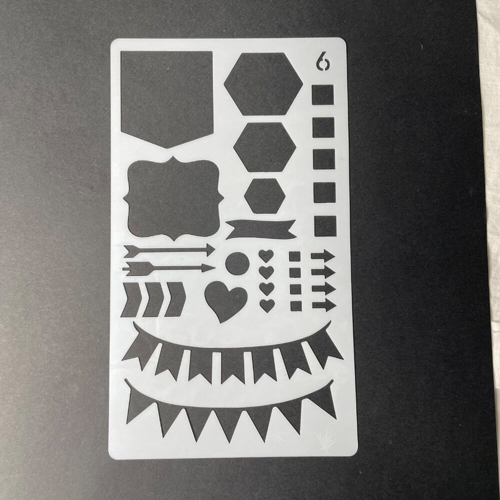Reusable Art Planner Stencil Hexagons Flags Checklist Boxes Arrows Banners mq Mi